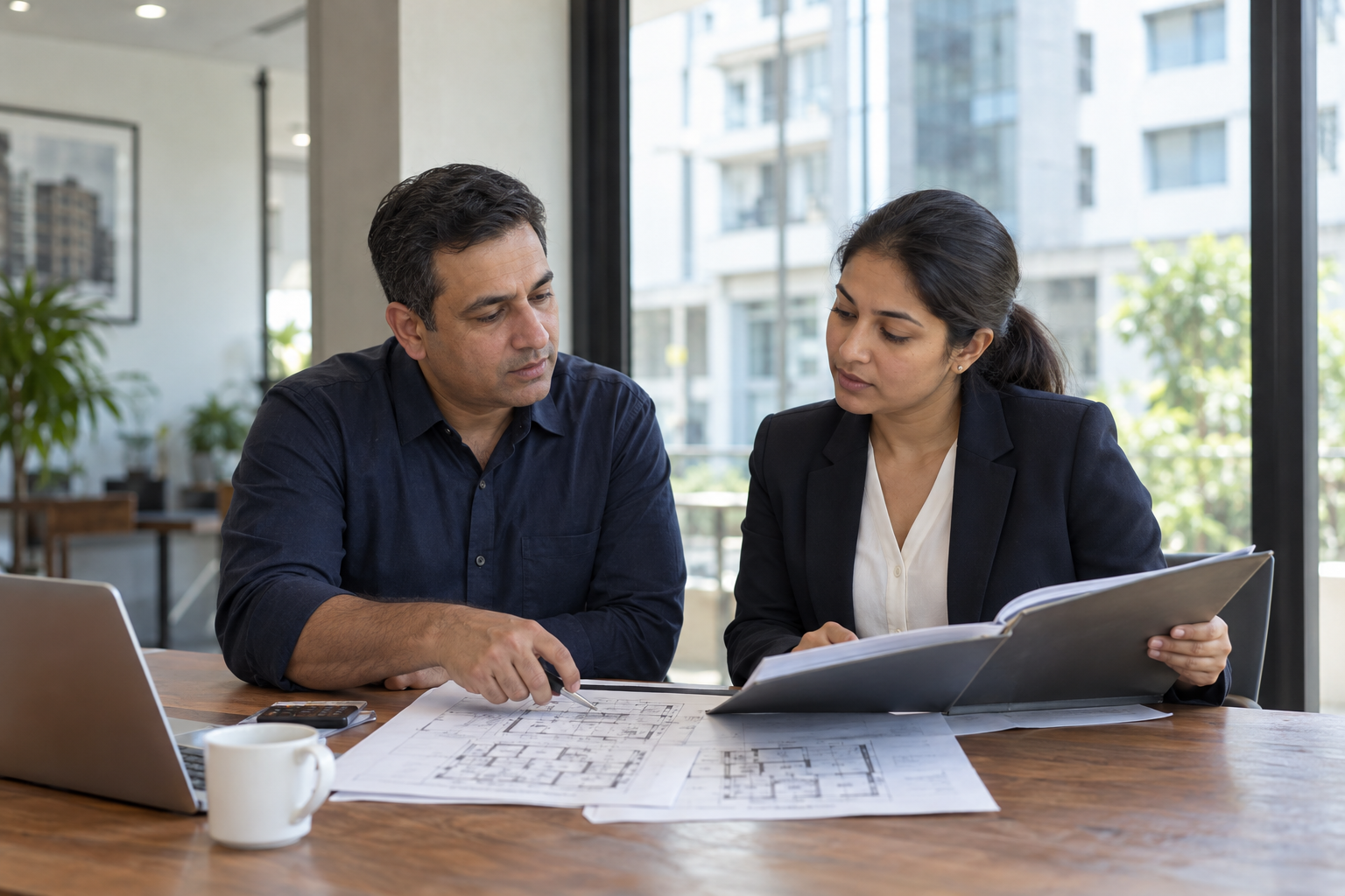 NatrajPlus — Home An Indian property owner and valuation professional reviewing property documents